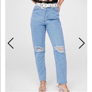 Nasty Gal High Waisted Distressed Mom Five Pocket Jeans Size 4